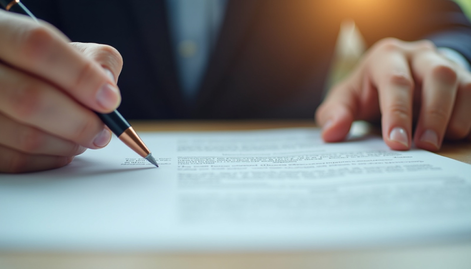 Close-up view of a rental contract being signed